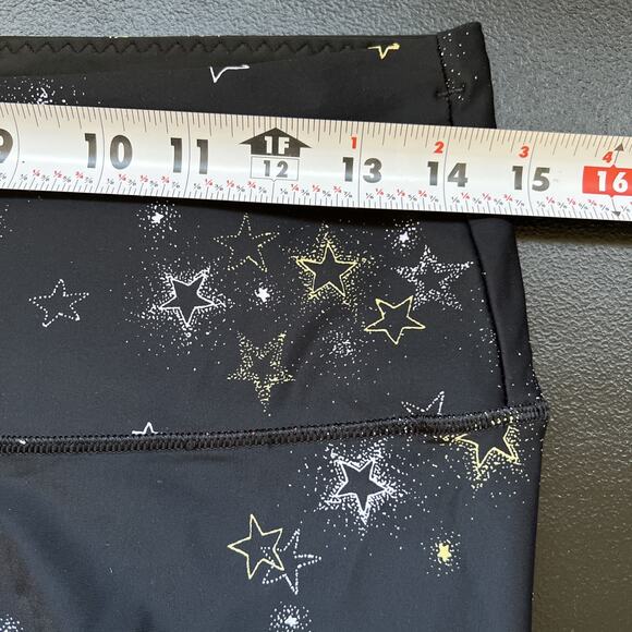 Victoria Secret Sport Leggings Size Large Black 7/8's Length Gold Silver Stars - Picture 9 of 11